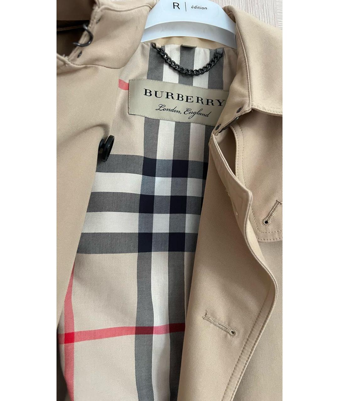 BURBERRY Бежевый полиэстеровый тренч/плащ, фото 3