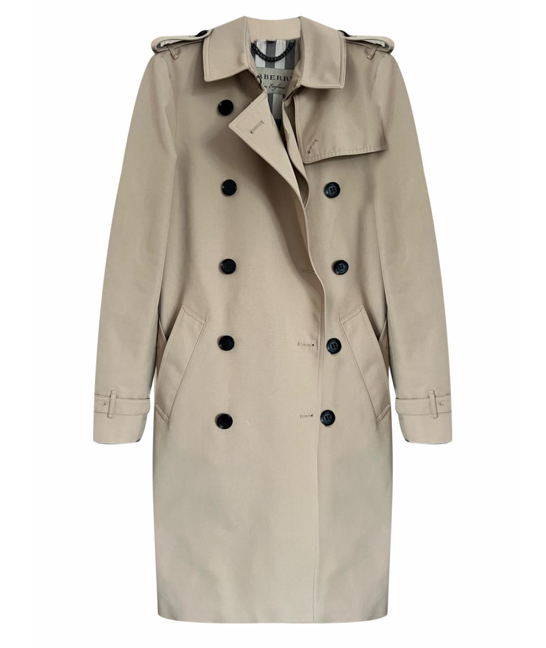 BURBERRY Бежевый полиэстеровый тренч/плащ, фото 1