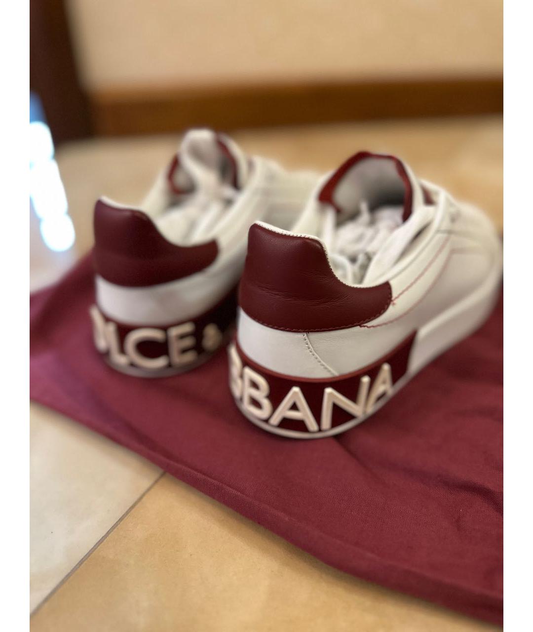 DOLCE&GABBANA Белые кожаные кеды, фото 4