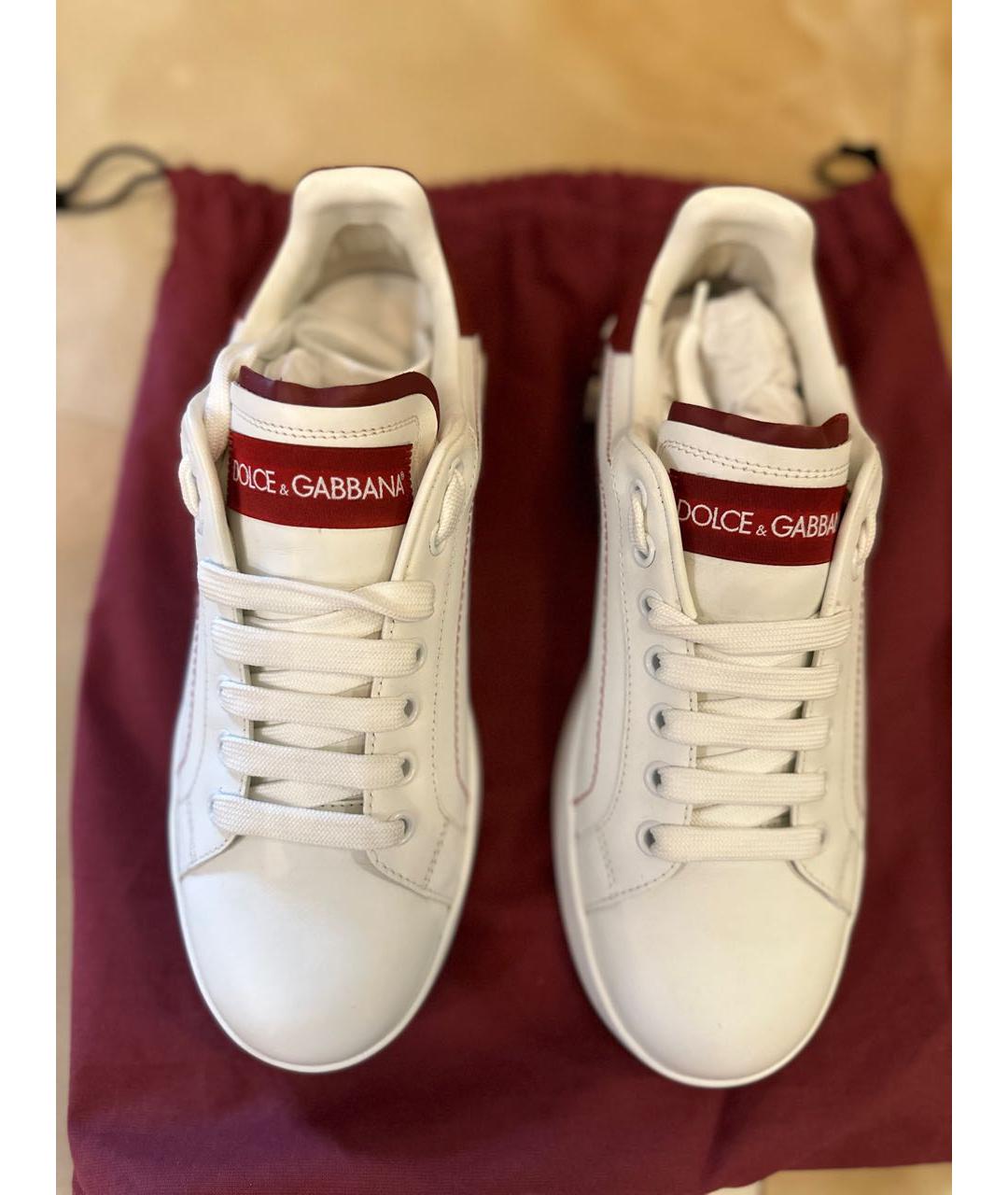 DOLCE&GABBANA Белые кожаные кеды, фото 2