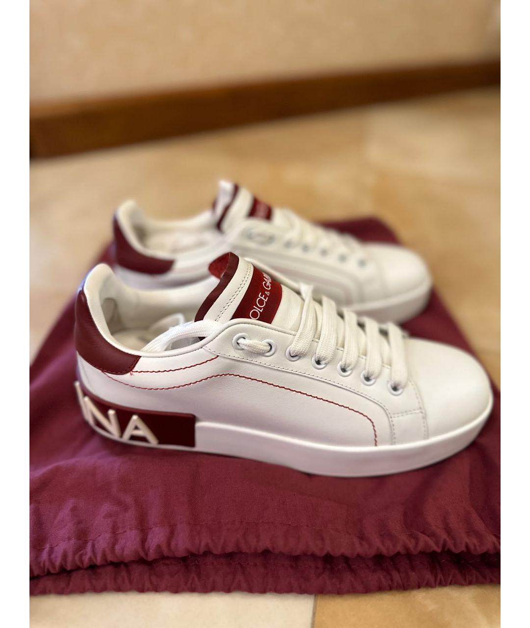 DOLCE&GABBANA Белые кожаные кеды, фото 6