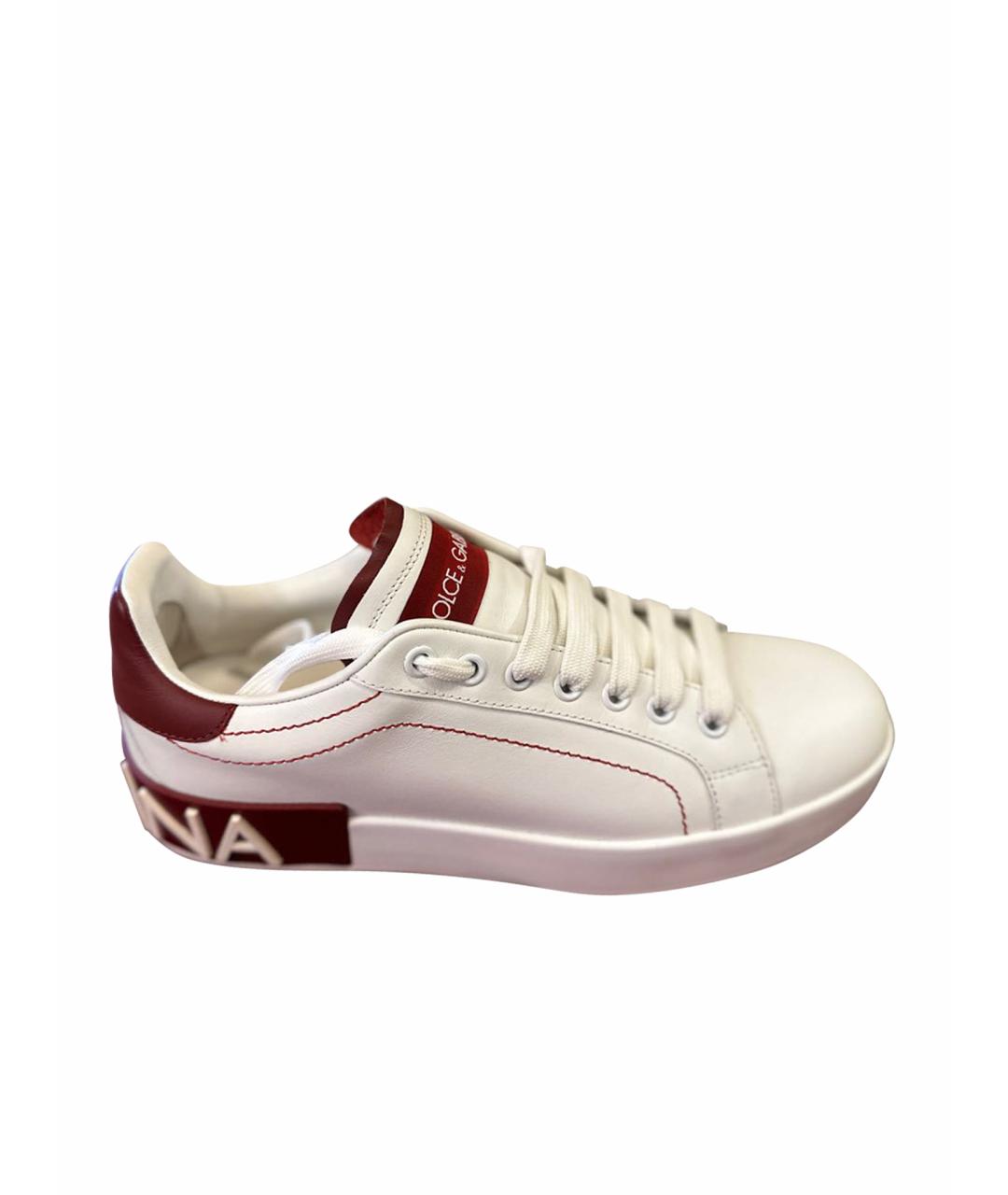 DOLCE&GABBANA Белые кожаные кеды, фото 1
