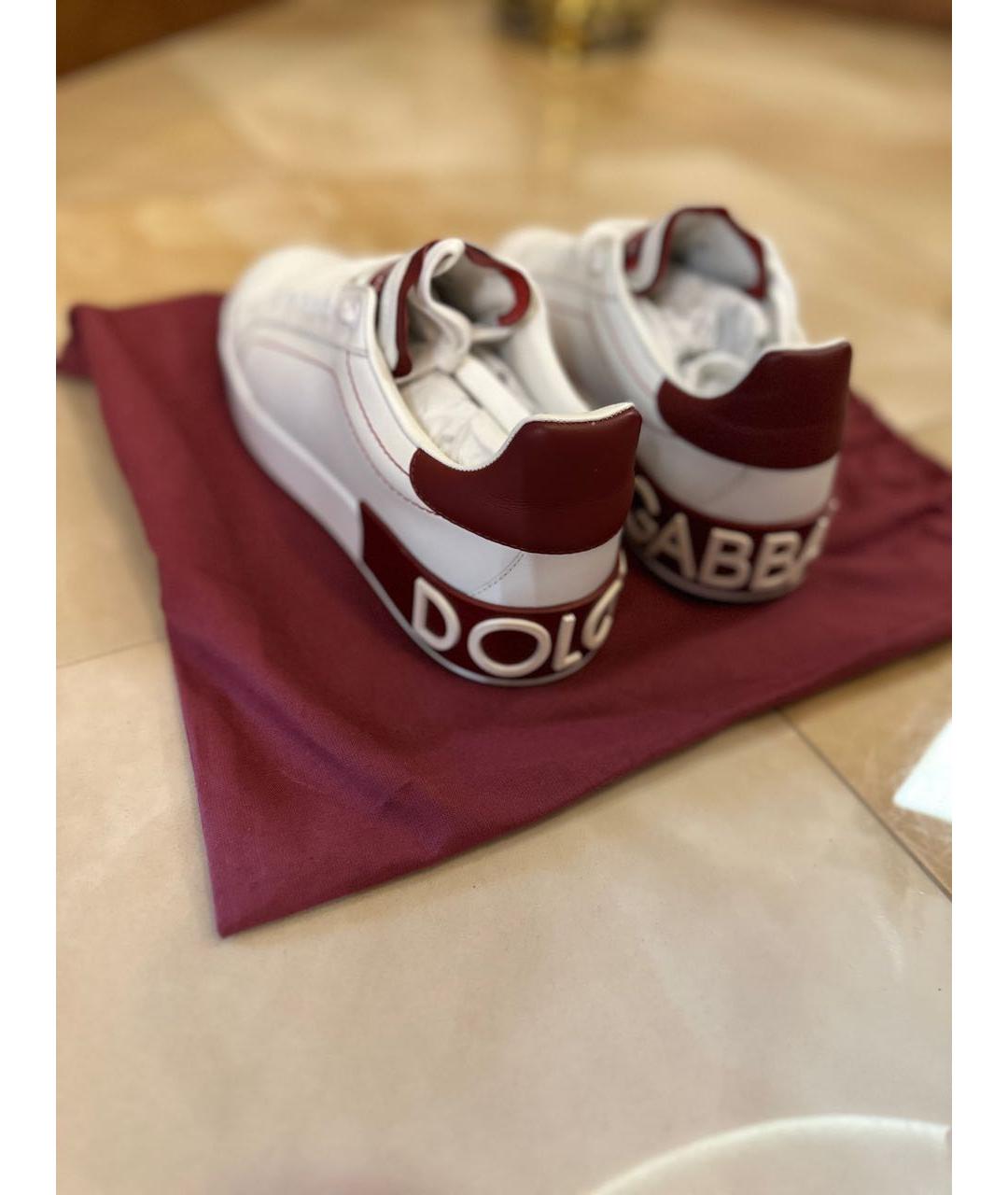 DOLCE&GABBANA Белые кожаные кеды, фото 3