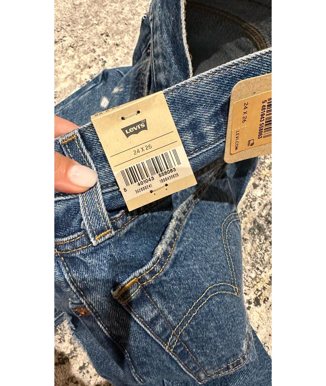 LEVI'S Синие хлопковые прямые джинсы, фото 4