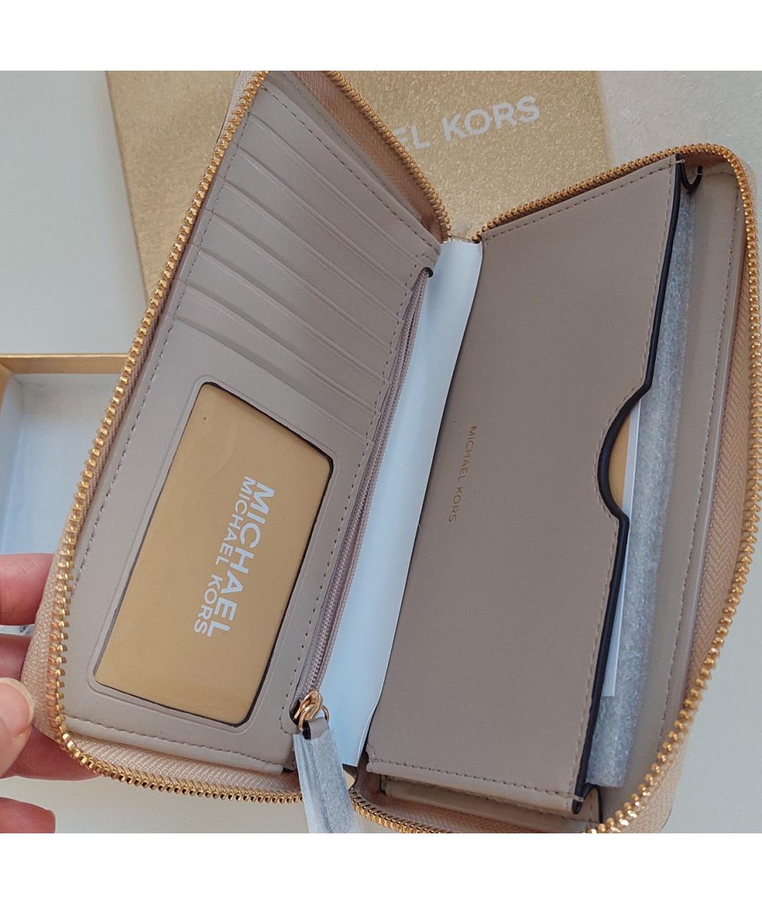 MICHAEL MICHAEL KORS Золотой кожаный кошелек, фото 3