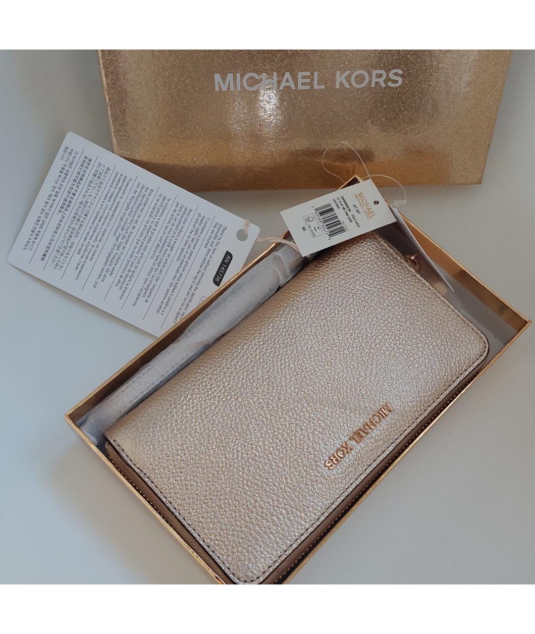 MICHAEL MICHAEL KORS Золотой кожаный кошелек, фото 2
