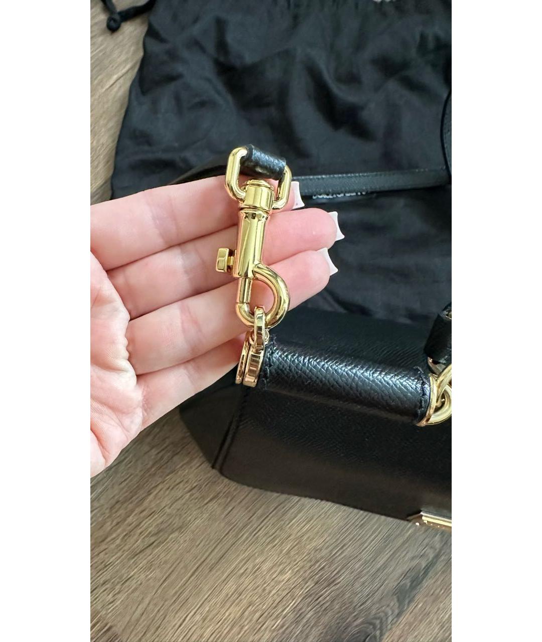 DOLCE&GABBANA Черная кожаная сумка с короткими ручками, фото 4