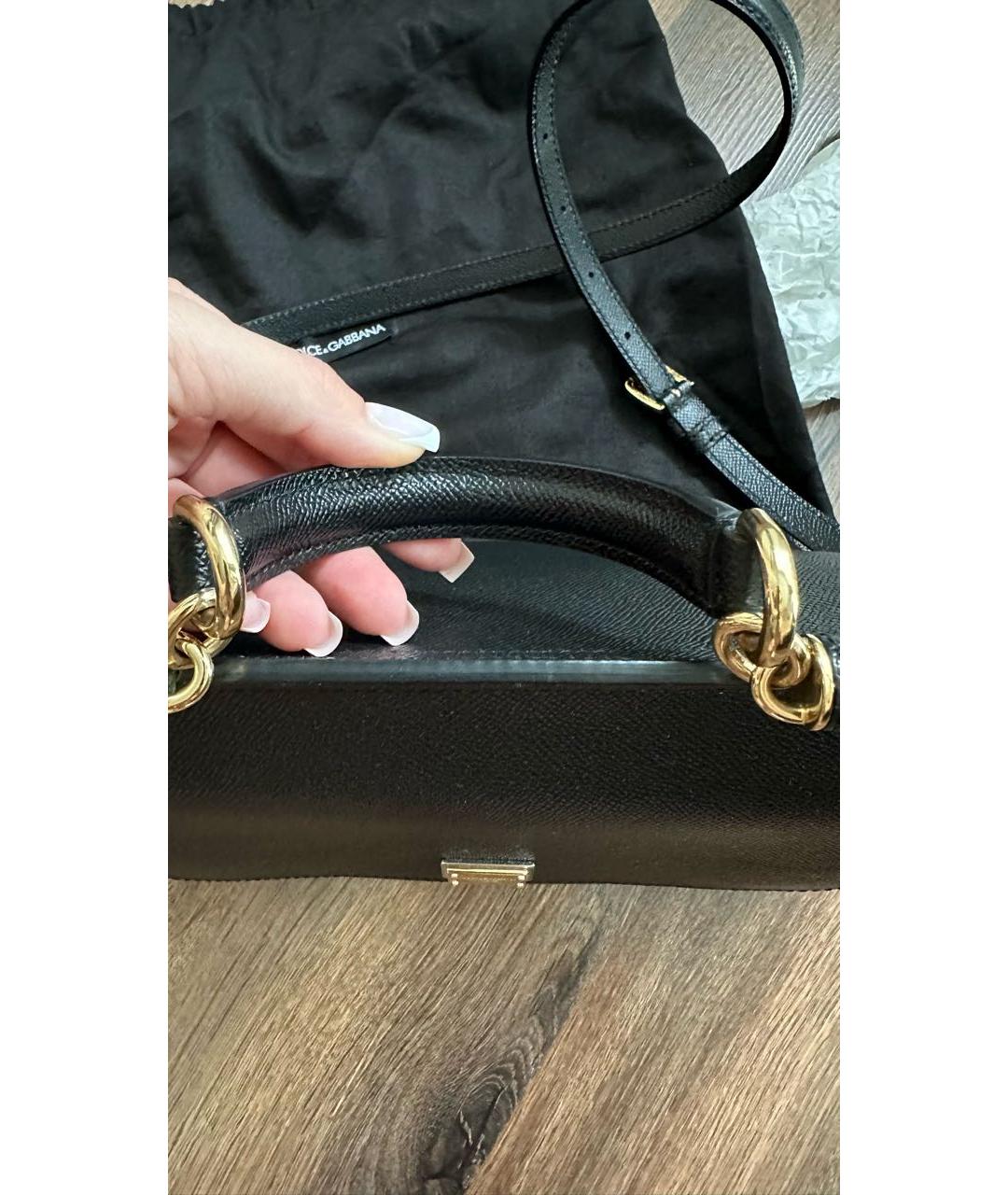 DOLCE&GABBANA Черная кожаная сумка с короткими ручками, фото 5
