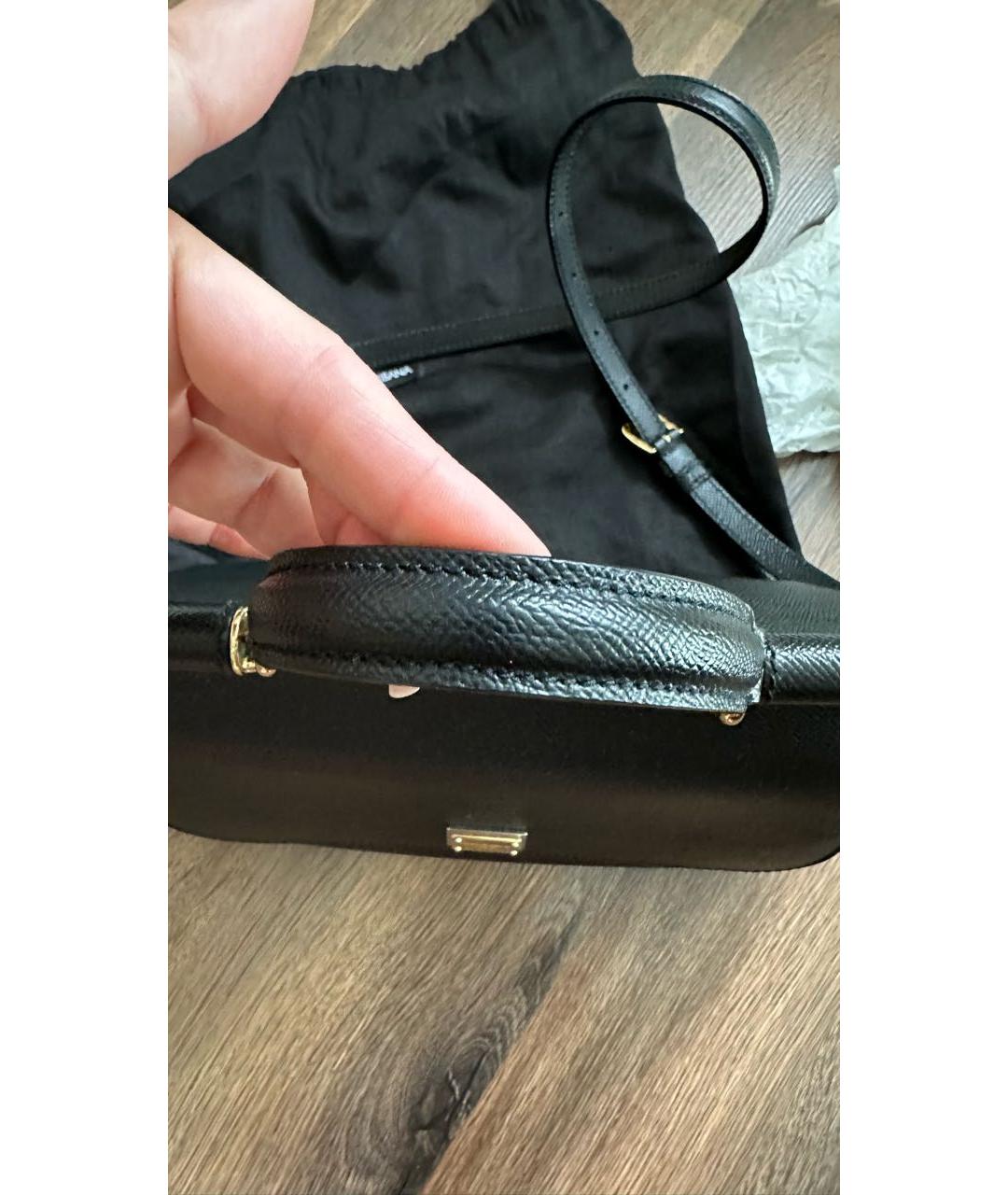 DOLCE&GABBANA Черная кожаная сумка с короткими ручками, фото 6