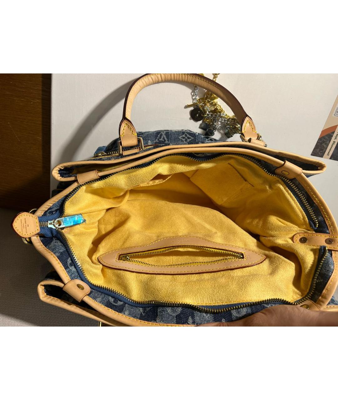 LOUIS VUITTON Синяя деним сумка с короткими ручками, фото 5