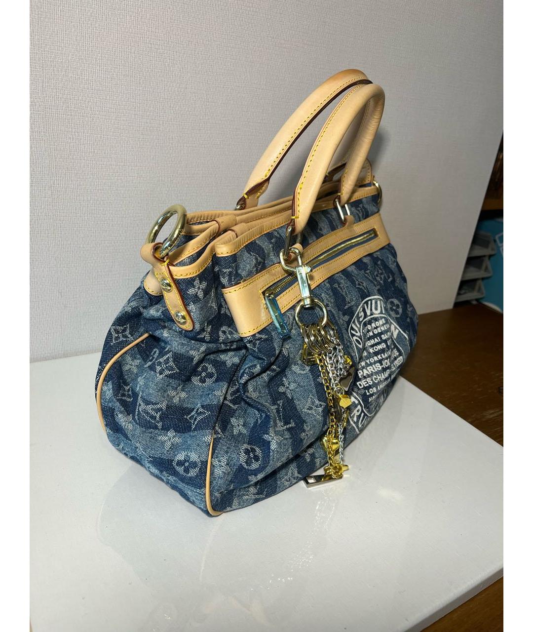LOUIS VUITTON Синяя деним сумка с короткими ручками, фото 2