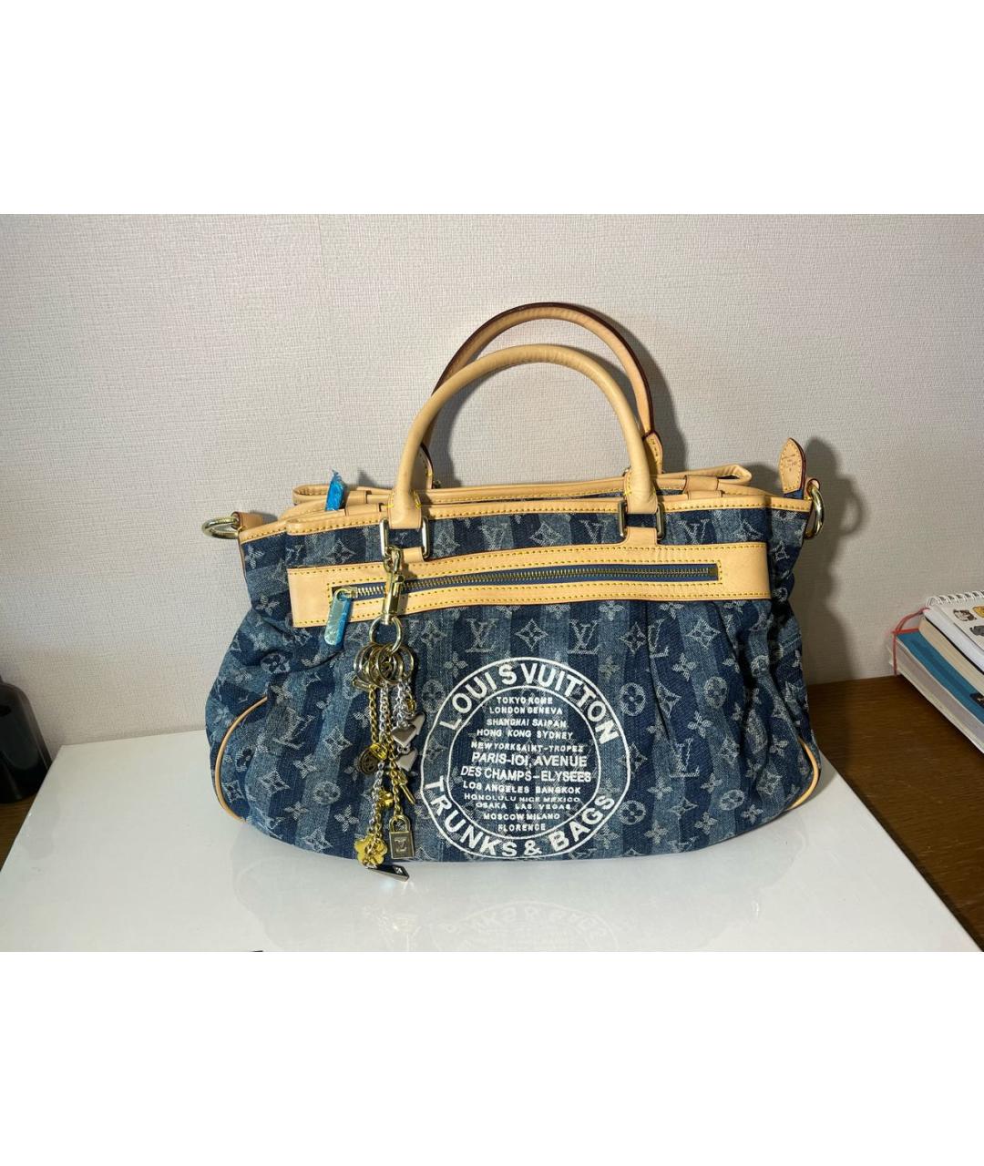 LOUIS VUITTON Синяя деним сумка с короткими ручками, фото 9