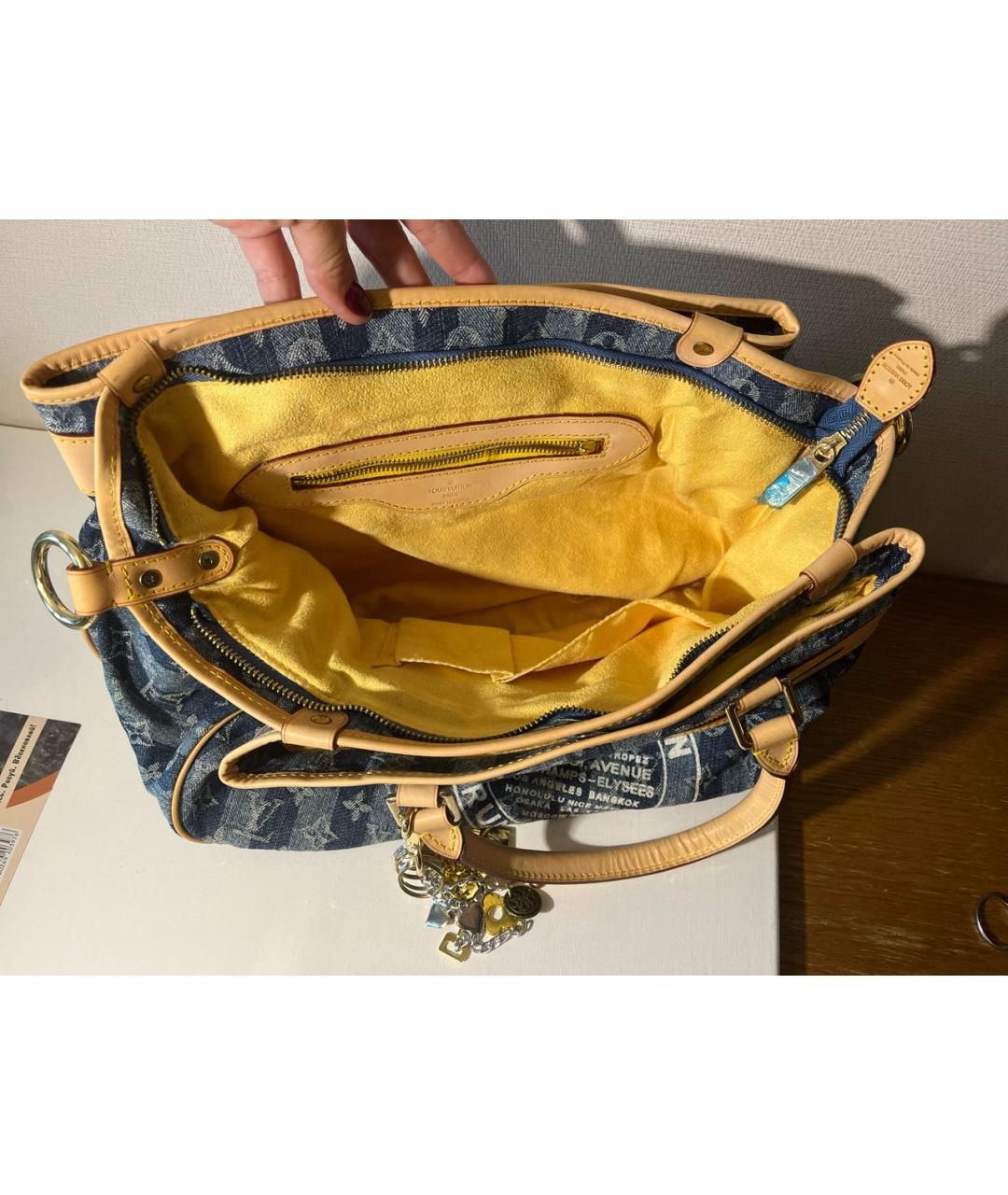 LOUIS VUITTON Синяя деним сумка с короткими ручками, фото 4