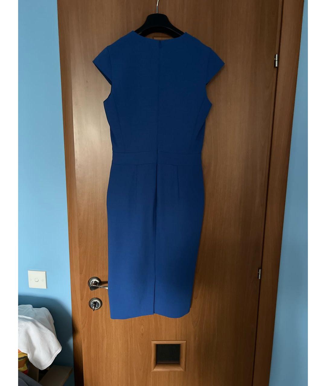 MAX MARA Синее шерстяное коктейльное платье, фото 2