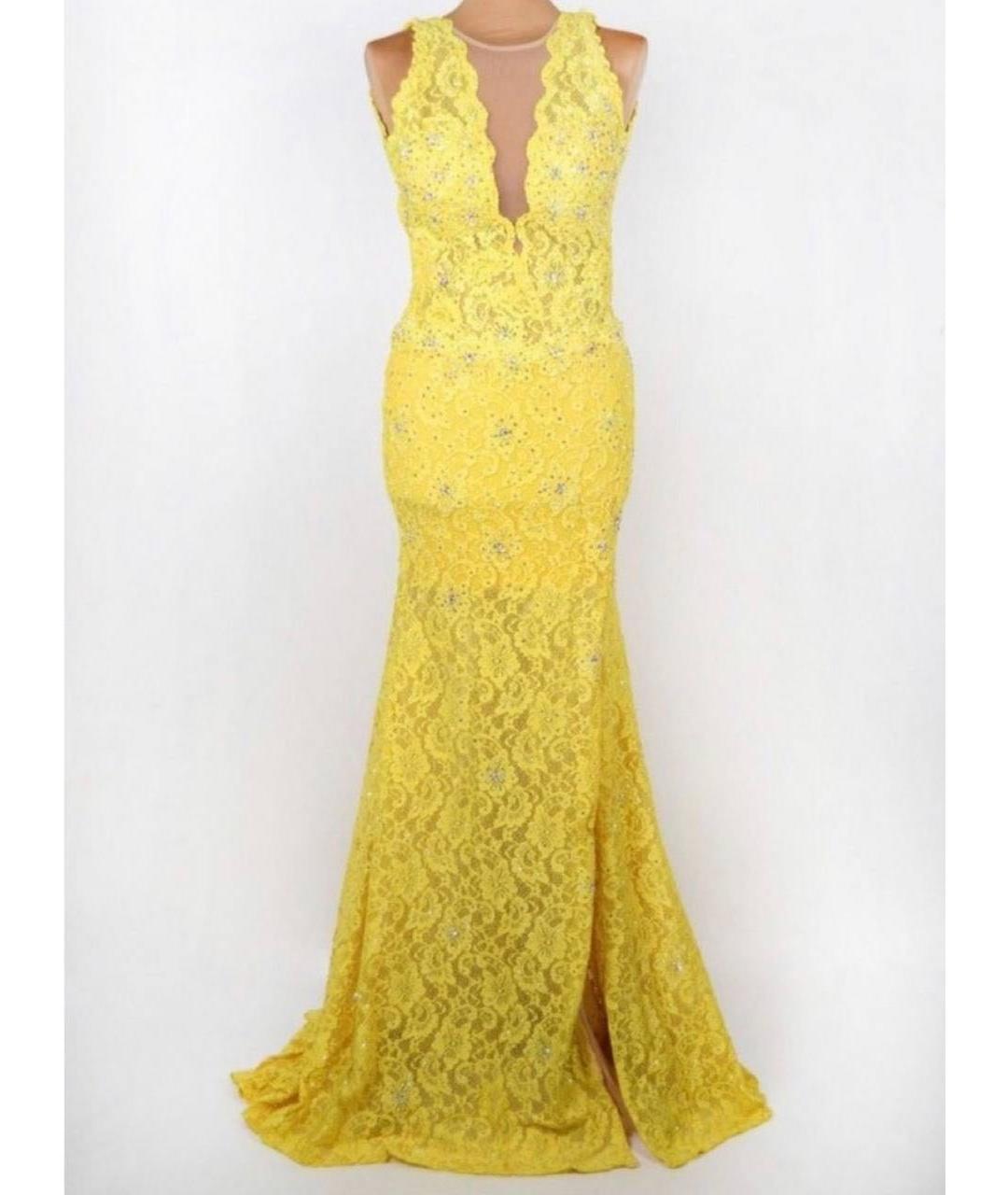 JOVANI Желтое кружевное вечернее платье, фото 7