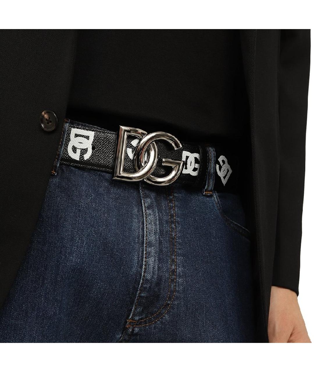 DOLCE&GABBANA Черный кожаный ремень, фото 2