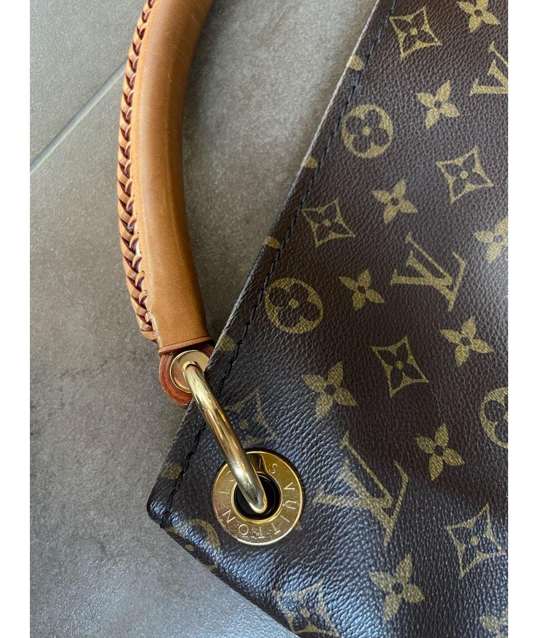LOUIS VUITTON Коричневая кожаная сумка тоут, фото 5
