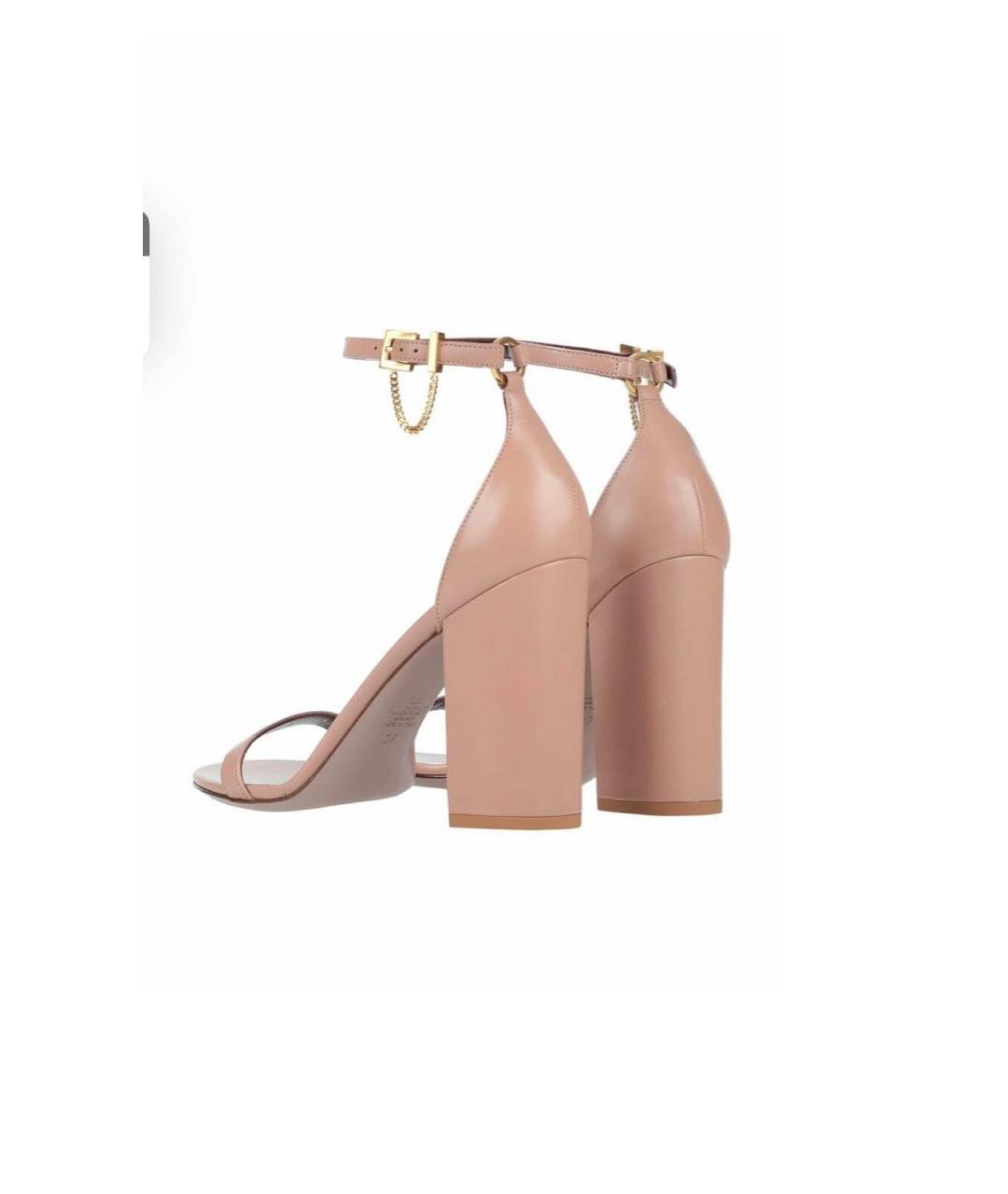 VALENTINO Бежевые кожаные босоножки, фото 3