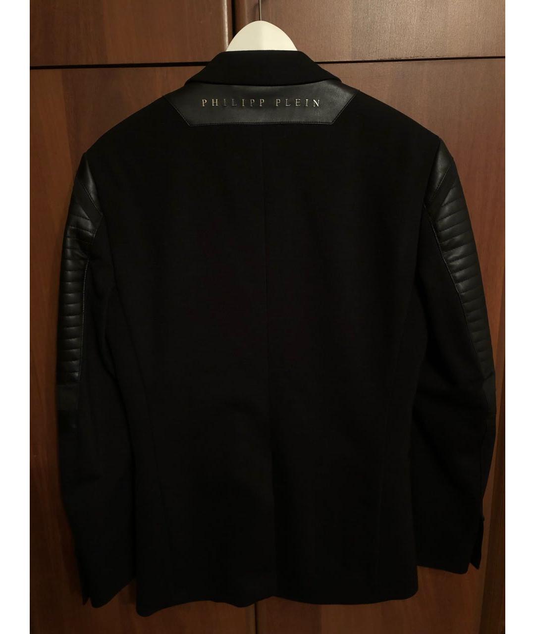 PHILIPP PLEIN Черный кожаный пиджак, фото 2