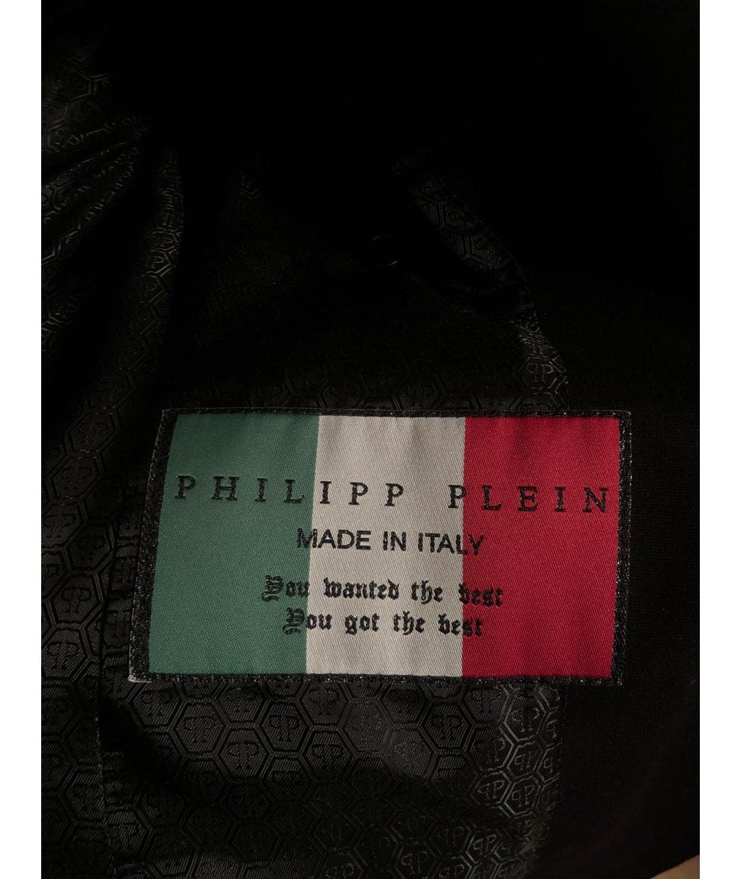 PHILIPP PLEIN Черный кожаный пиджак, фото 8