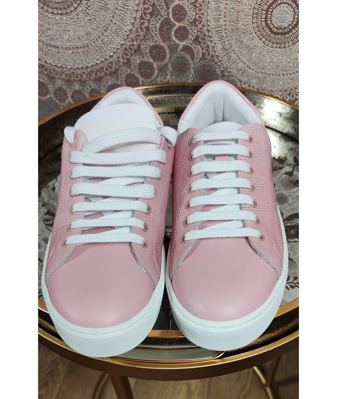 BURBERRY Розовые кожаные кроссовки, фото 2