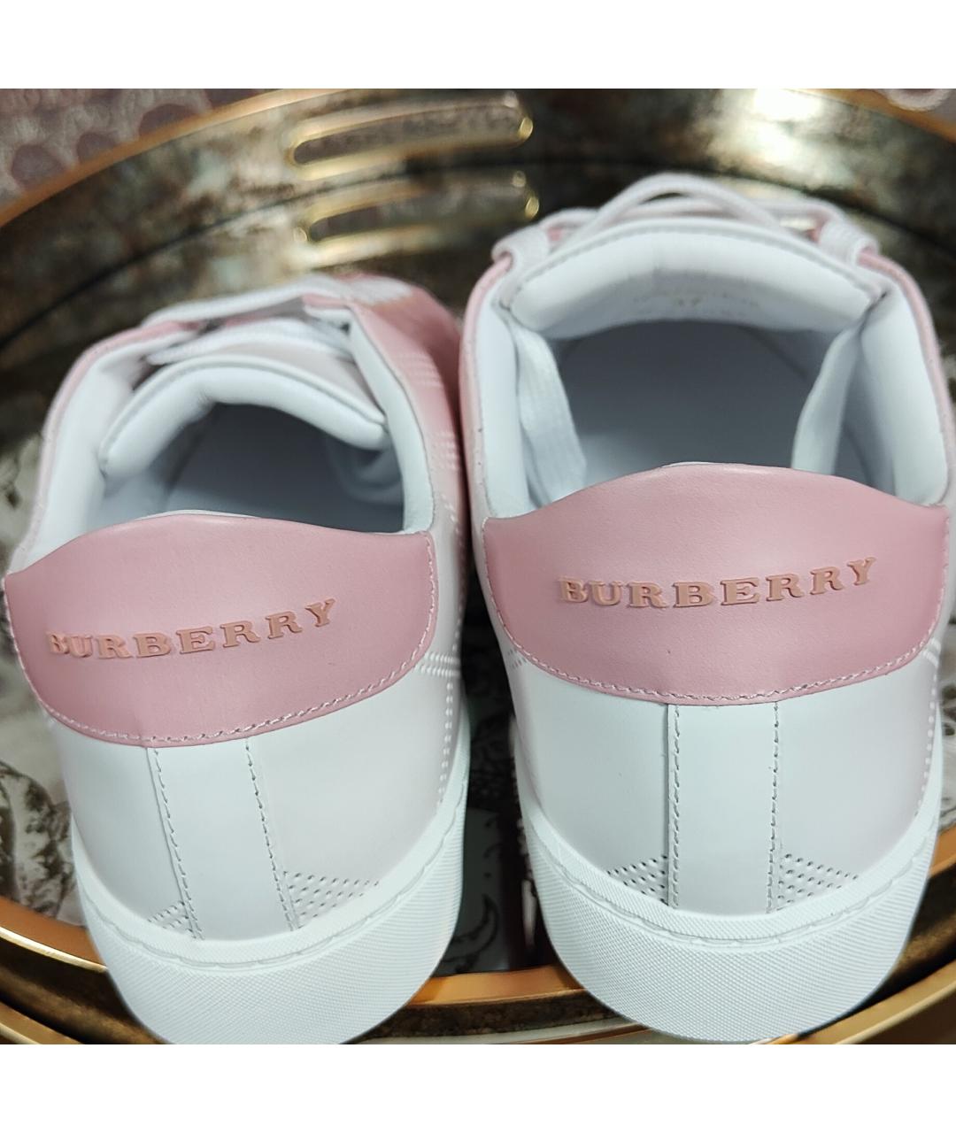 BURBERRY Розовые кожаные кроссовки, фото 3