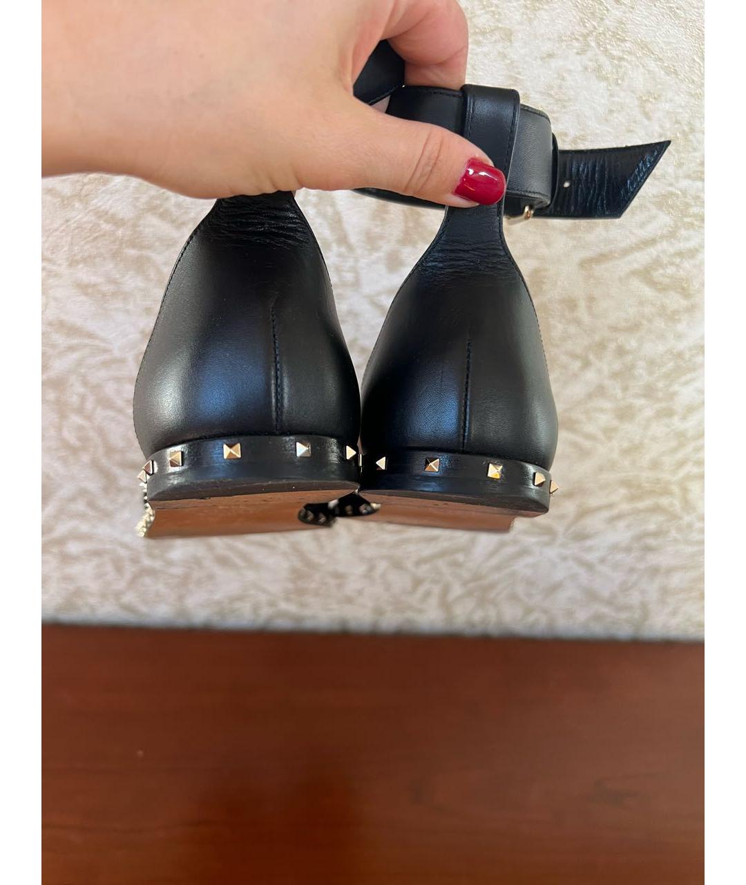 VALENTINO Черные кожаные сандалии, фото 8