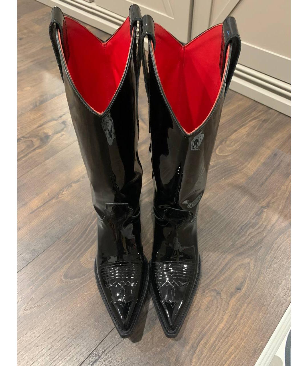 MAISON MARGIELA Черные кожаные сапоги, фото 2