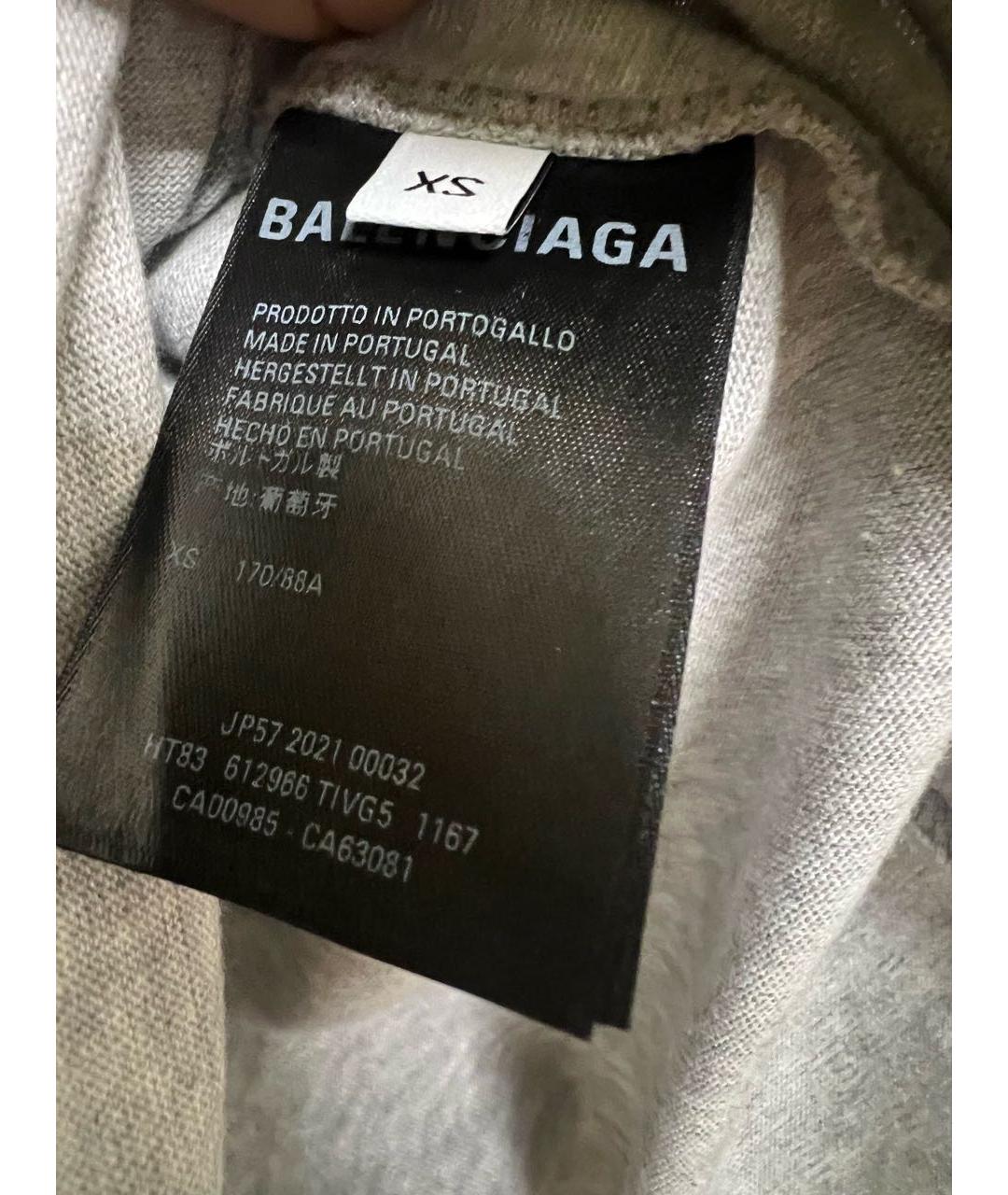 BALENCIAGA Серая хлопковая футболка, фото 4