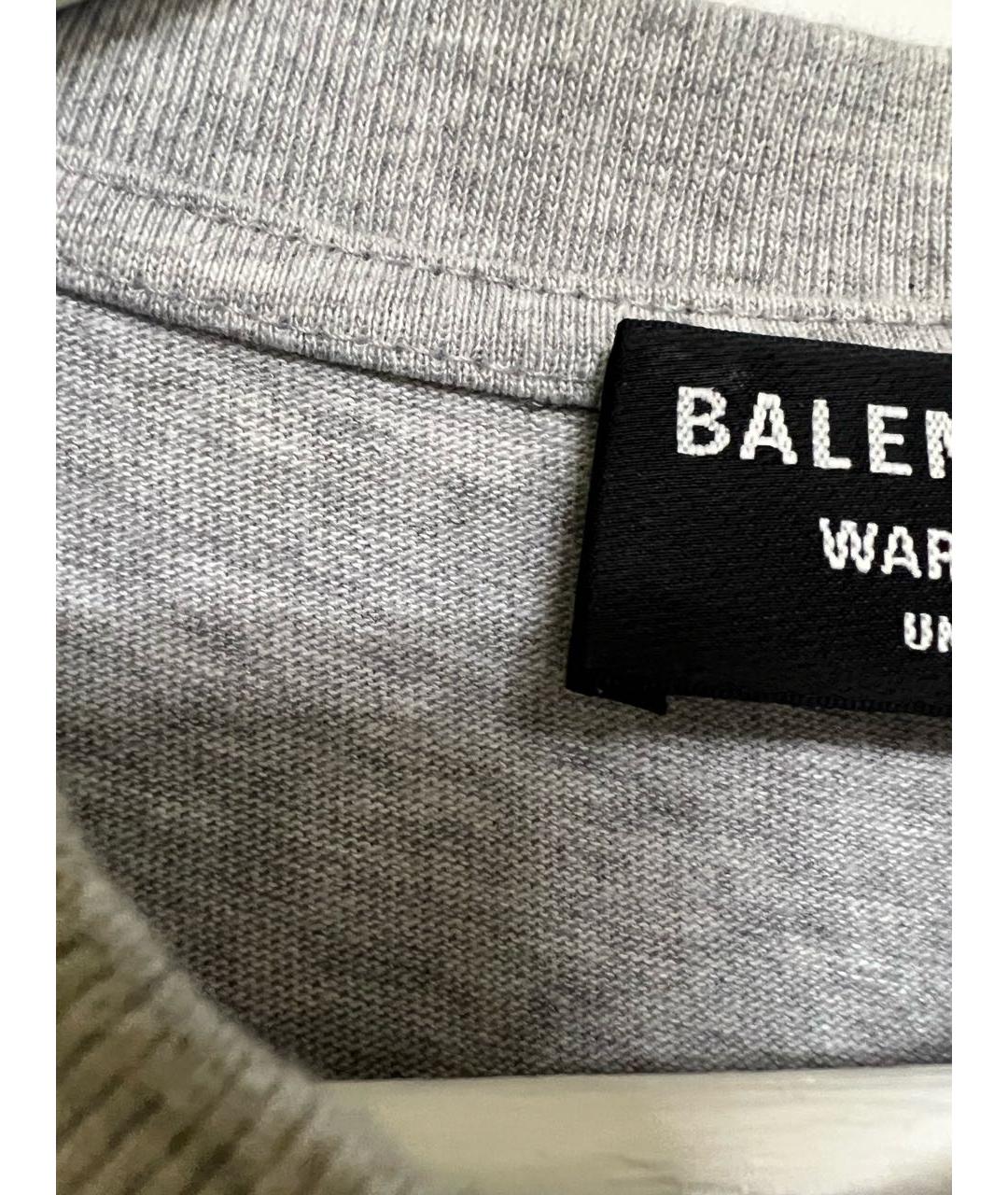 BALENCIAGA Серая хлопковая футболка, фото 3