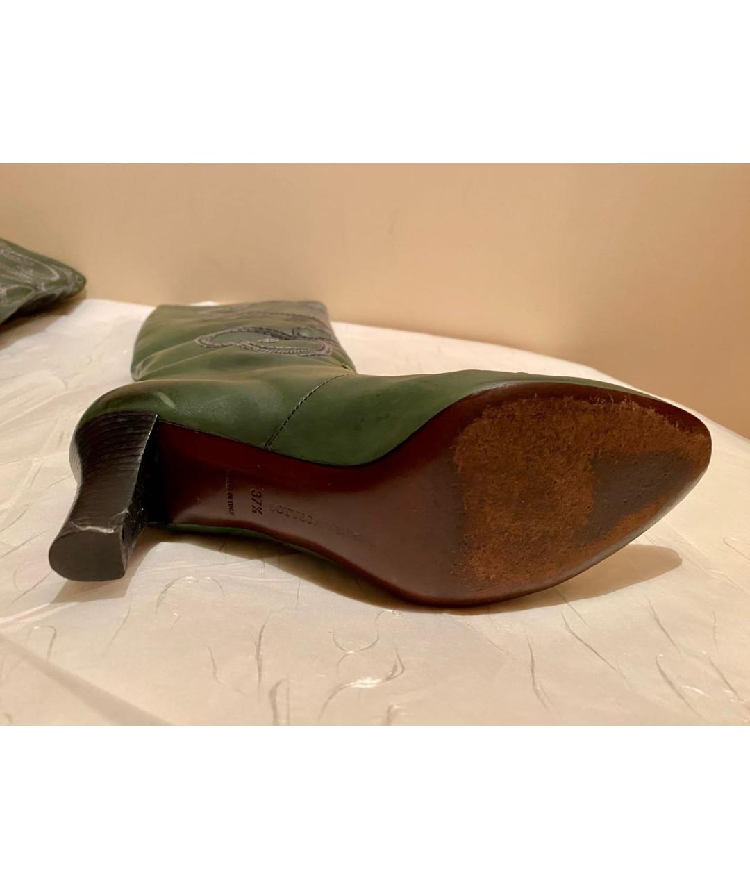 BOTTEGA VENETA Зеленые кожаные сапоги, фото 7