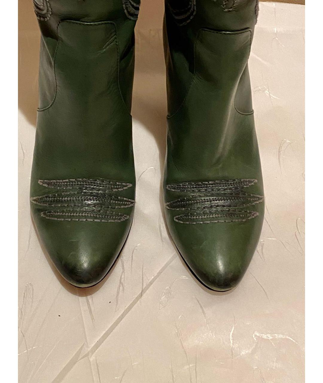 BOTTEGA VENETA Зеленые кожаные сапоги, фото 3