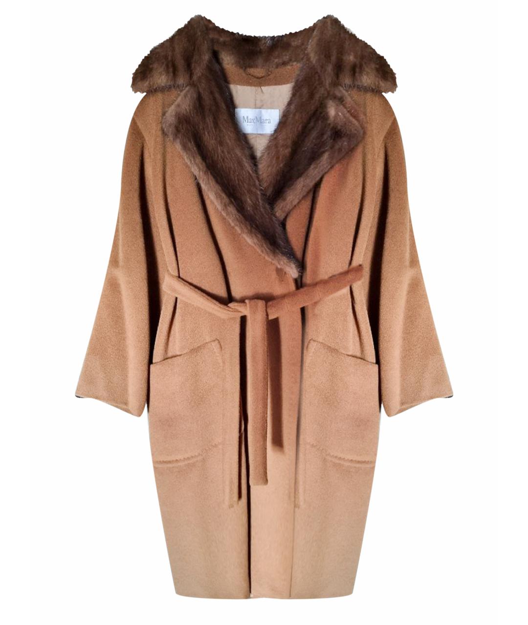 MAX MARA Коричневое шерстяное пальто, фото 1