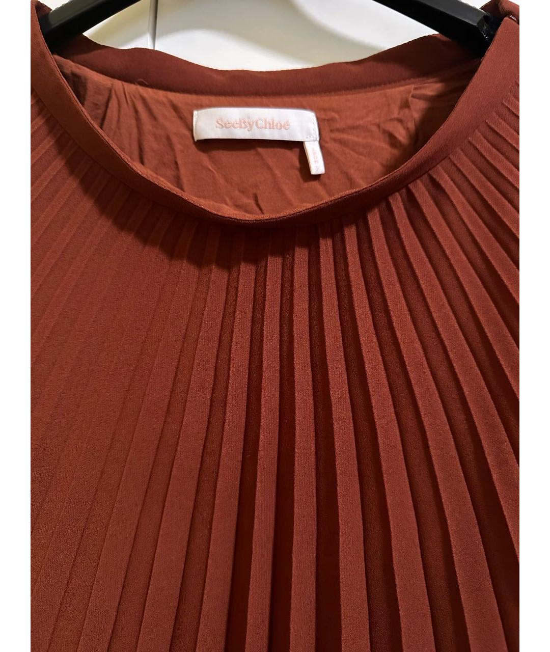 SEE BY CHLOE Коричневая полиэстеровая юбка миди, фото 3