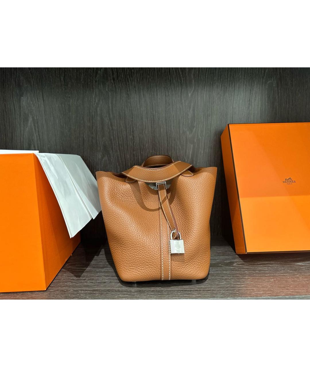 HERMES PRE-OWNED Коричневая кожаная сумка тоут, фото 6