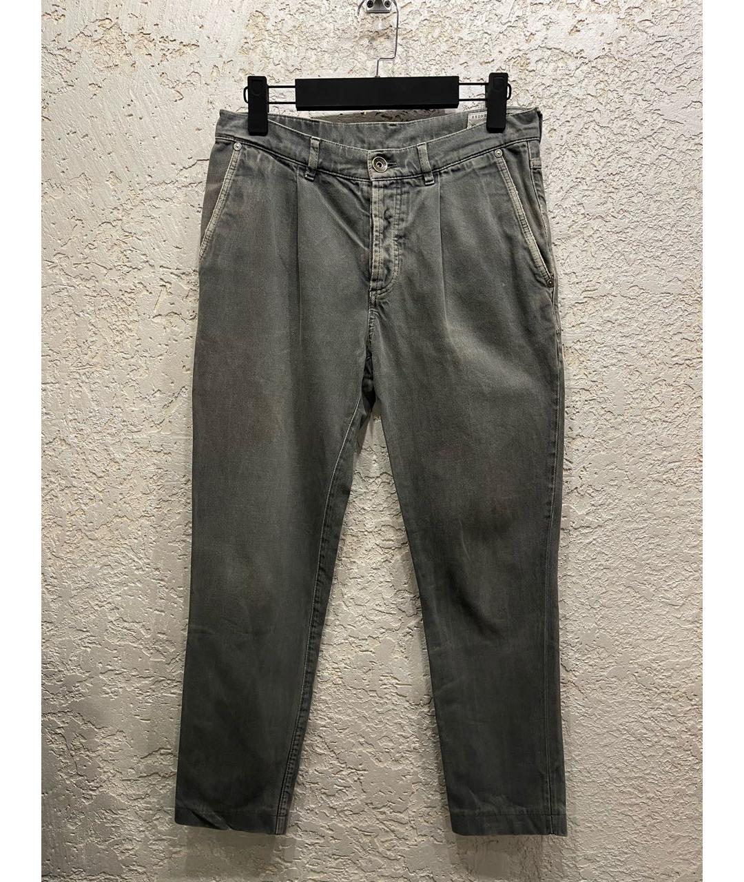 BRUNELLO CUCINELLI Серые хлопковые джинсы скинни, фото 9