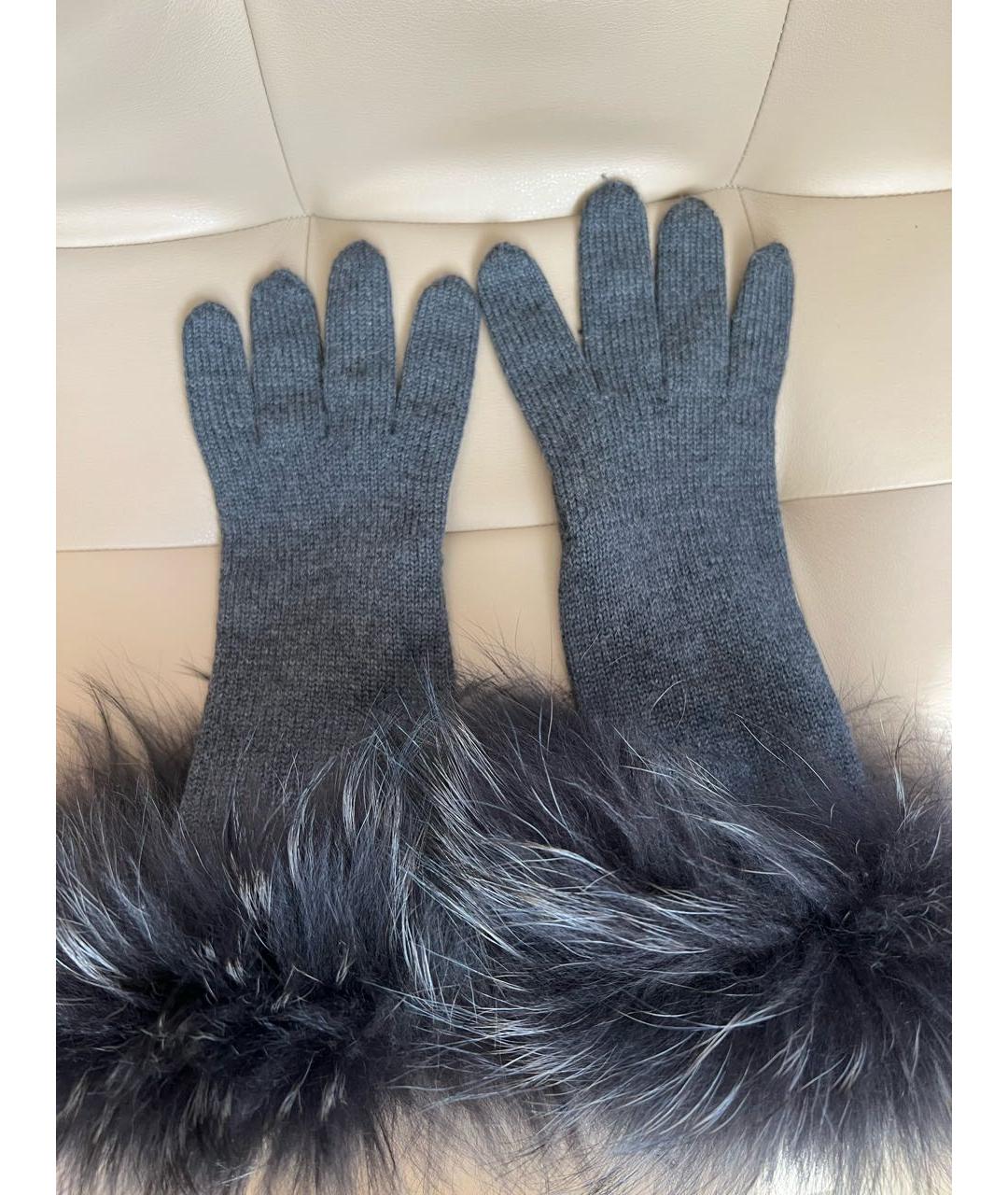 WEEKEND MAX MARA Серые шерстяные перчатки, фото 2