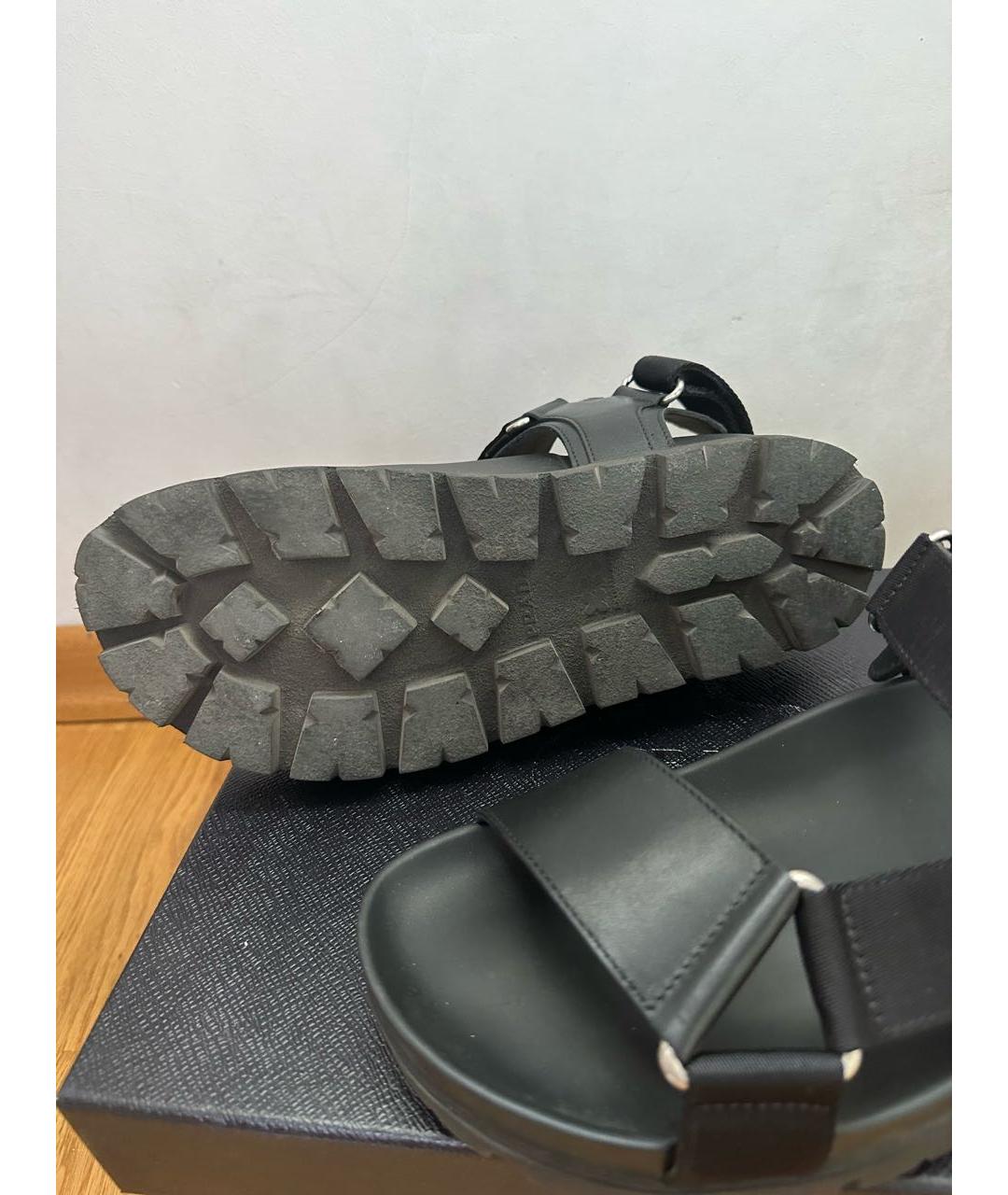 PRADA Черные кожаные сандалии, фото 5