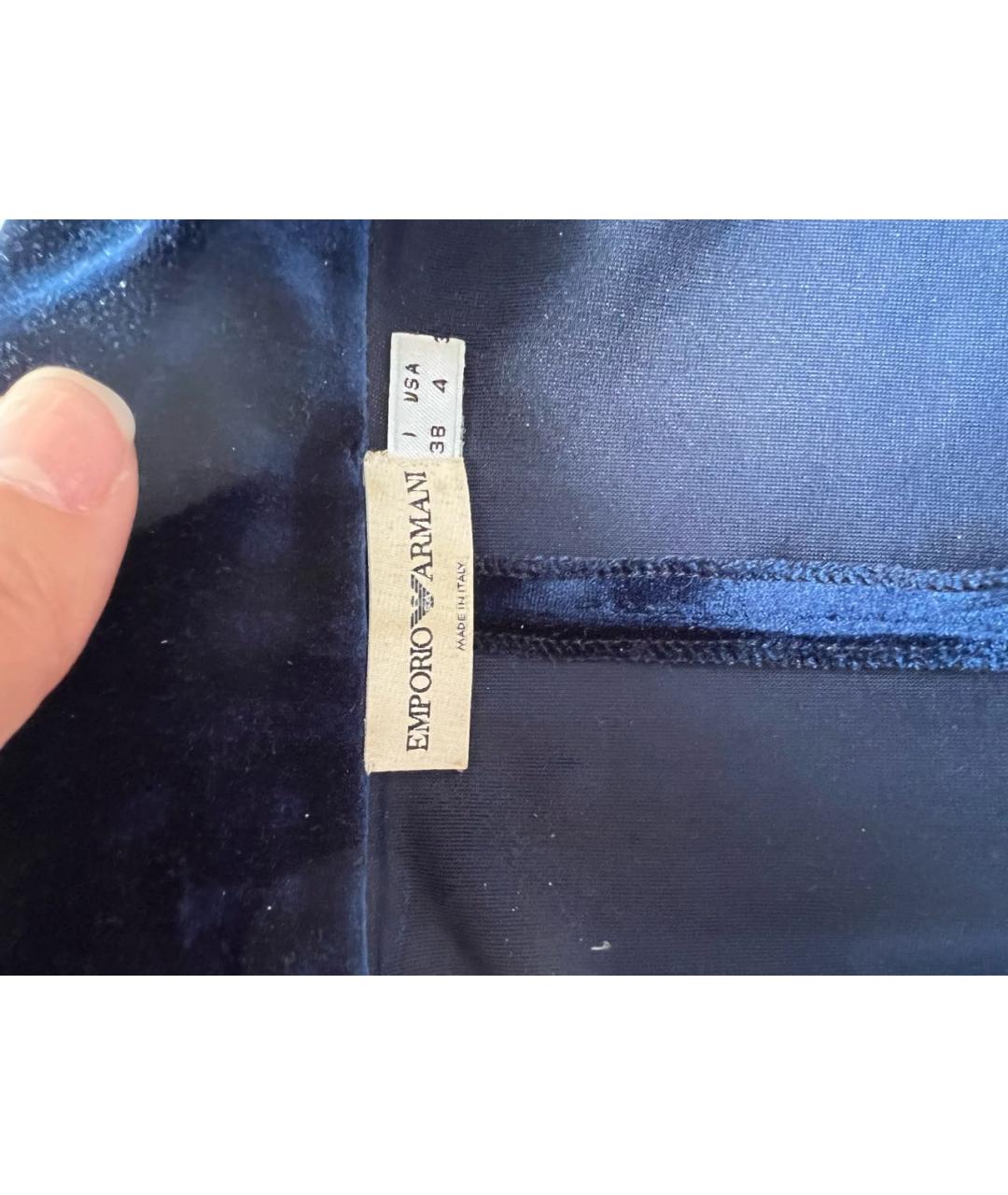 EMPORIO ARMANI Темно-синий бархатный жакет/пиджак, фото 3