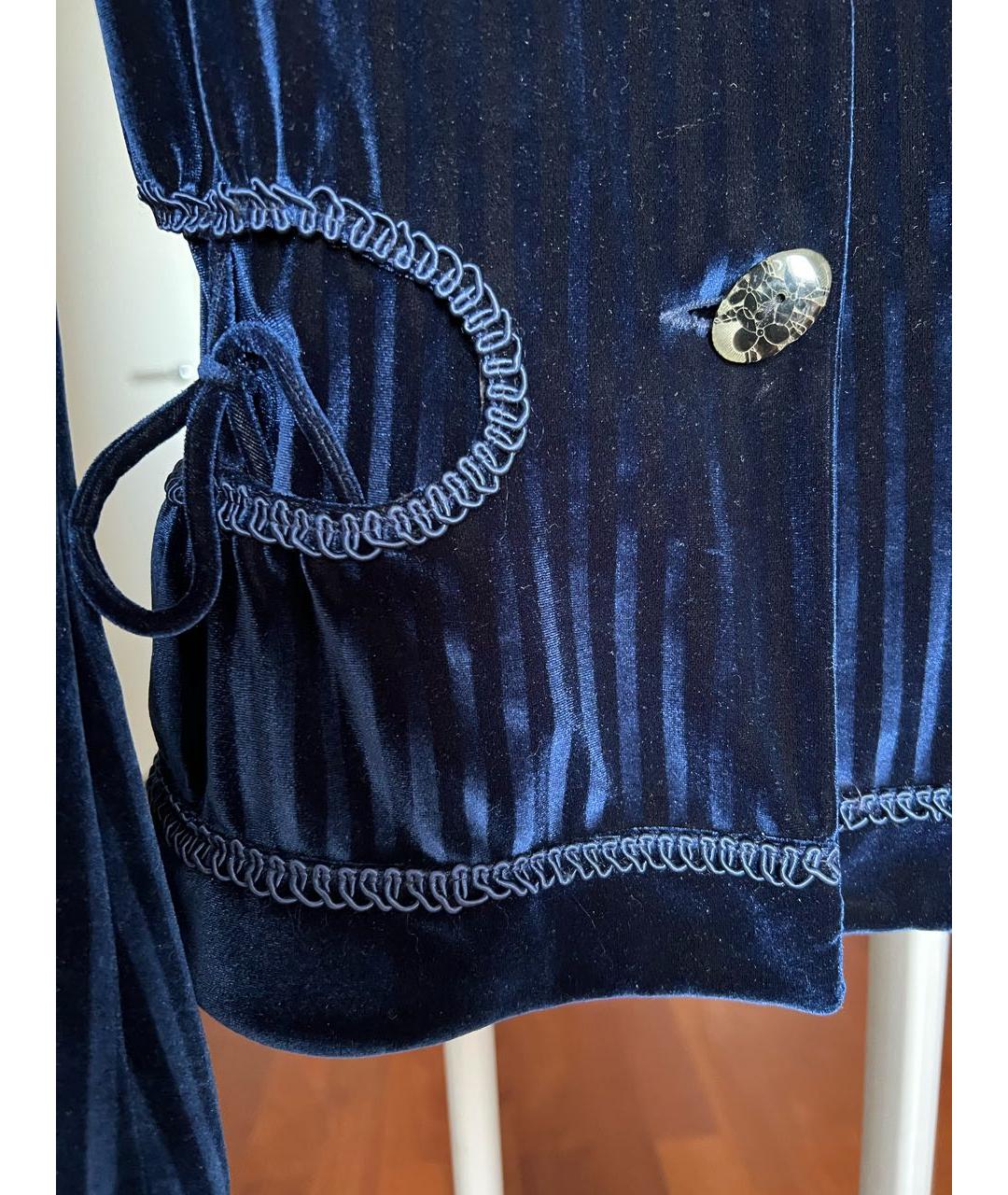 EMPORIO ARMANI Темно-синий бархатный жакет/пиджак, фото 4