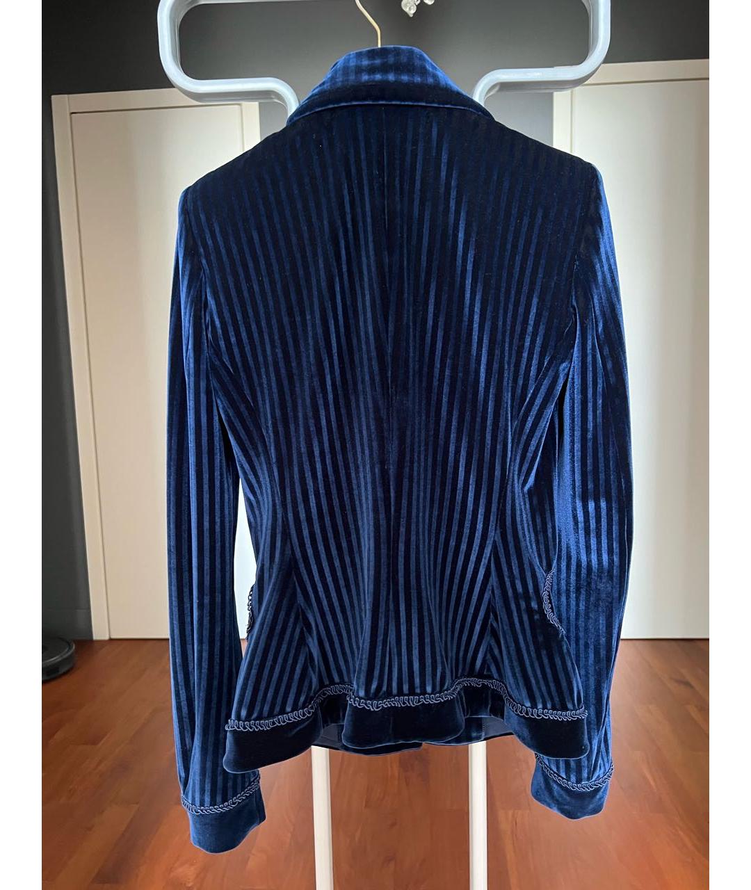 EMPORIO ARMANI Темно-синий бархатный жакет/пиджак, фото 2