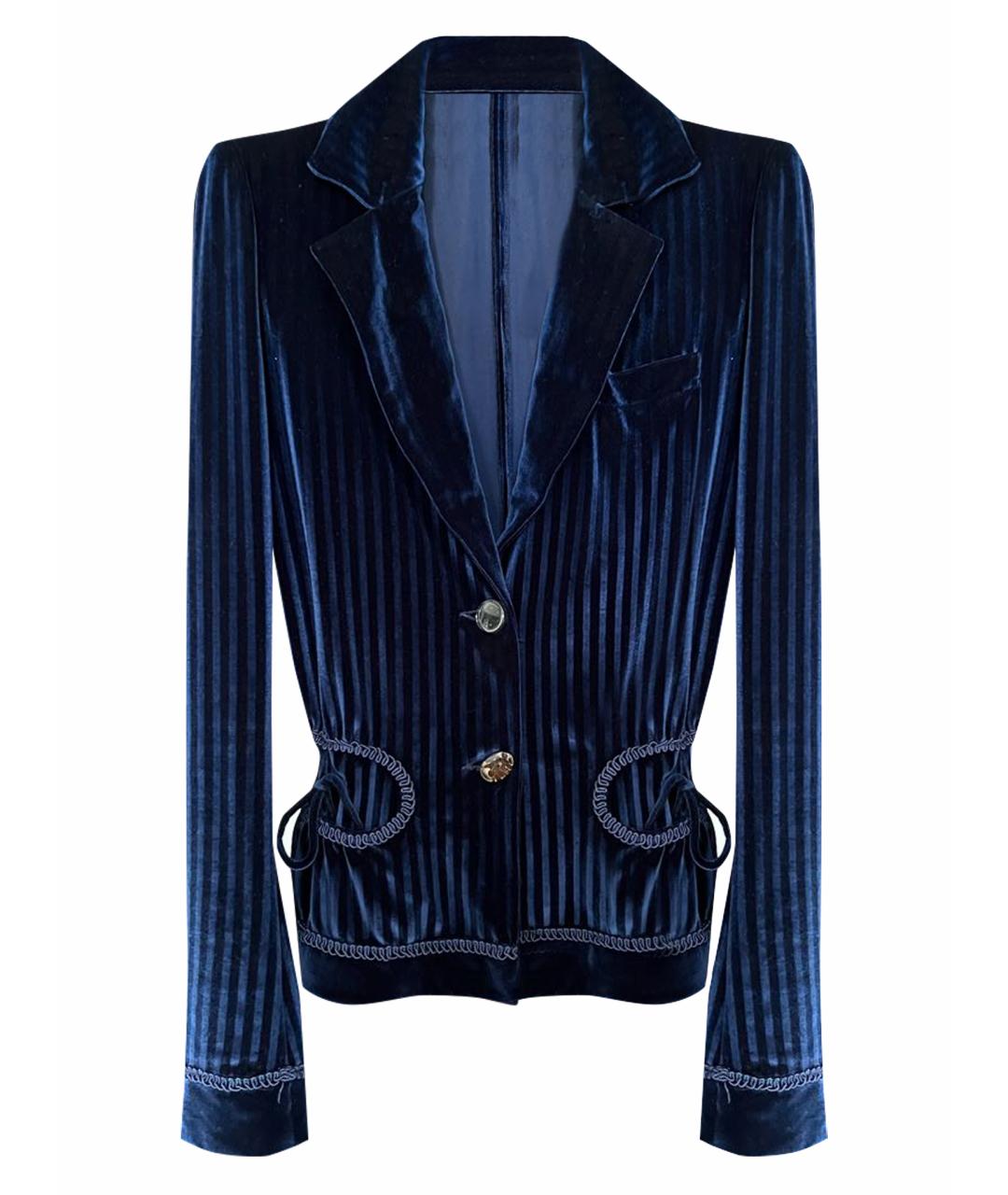 EMPORIO ARMANI Темно-синий бархатный жакет/пиджак, фото 1