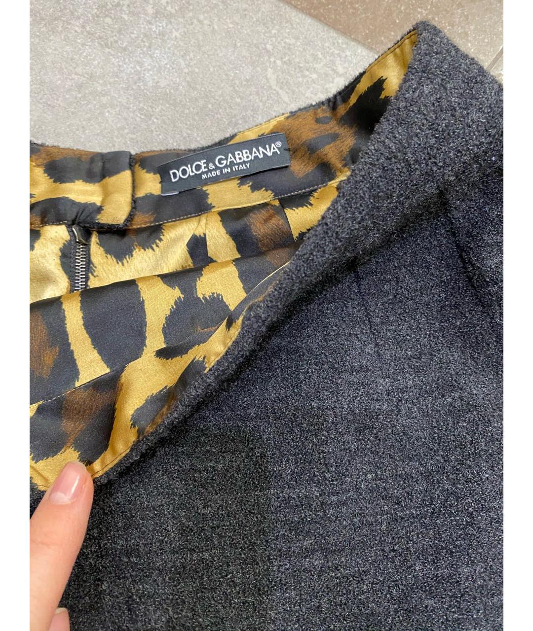 DOLCE&GABBANA Антрацитовая шерстяная юбка мини, фото 6