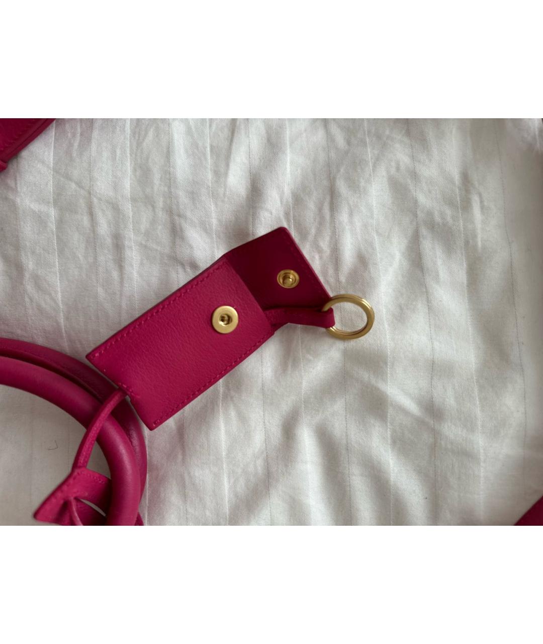SAINT LAURENT Розовая кожаная сумка с короткими ручками, фото 3