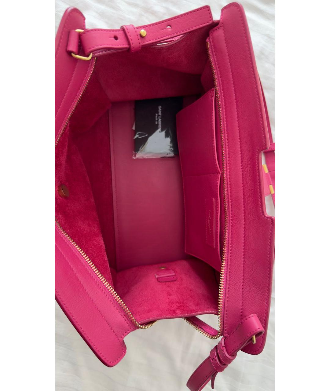 SAINT LAURENT Розовая кожаная сумка с короткими ручками, фото 8