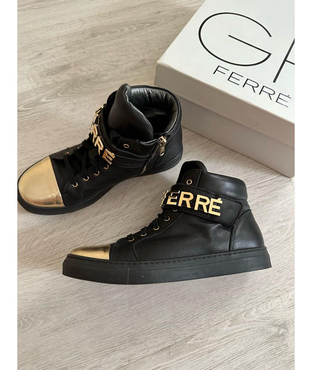 GIANFRANCO FERRE Черные кожаные ботинки, фото 5