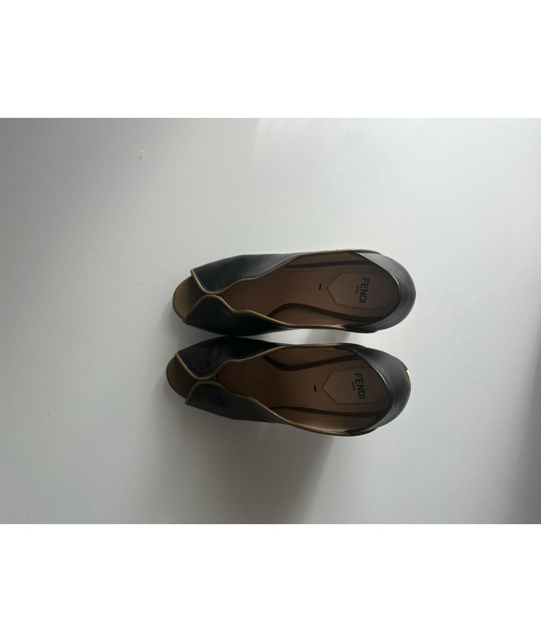 FENDI Черные кожаные туфли, фото 3