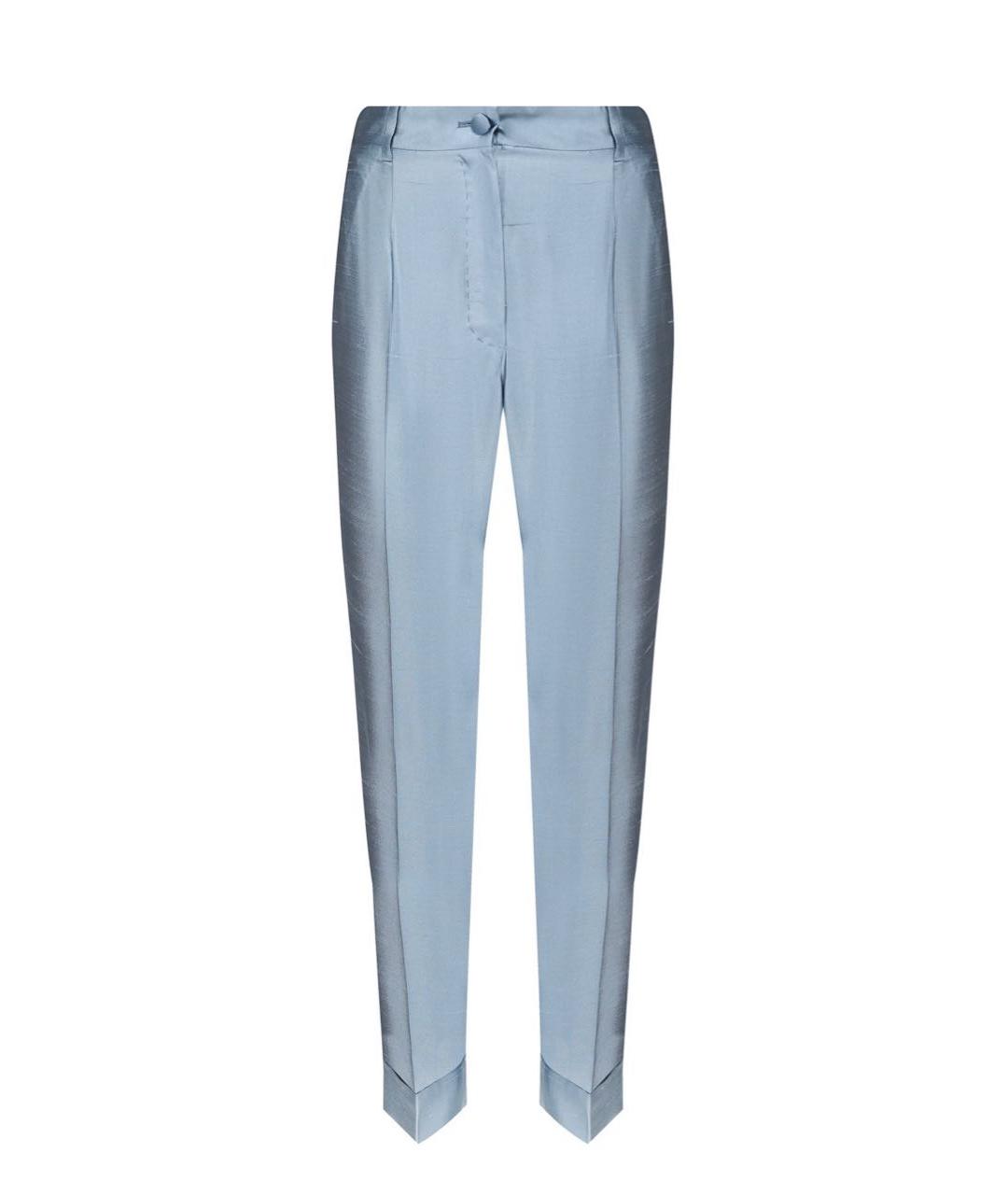 DOLCE&GABBANA Голубые шелковые брюки узкие, фото 1