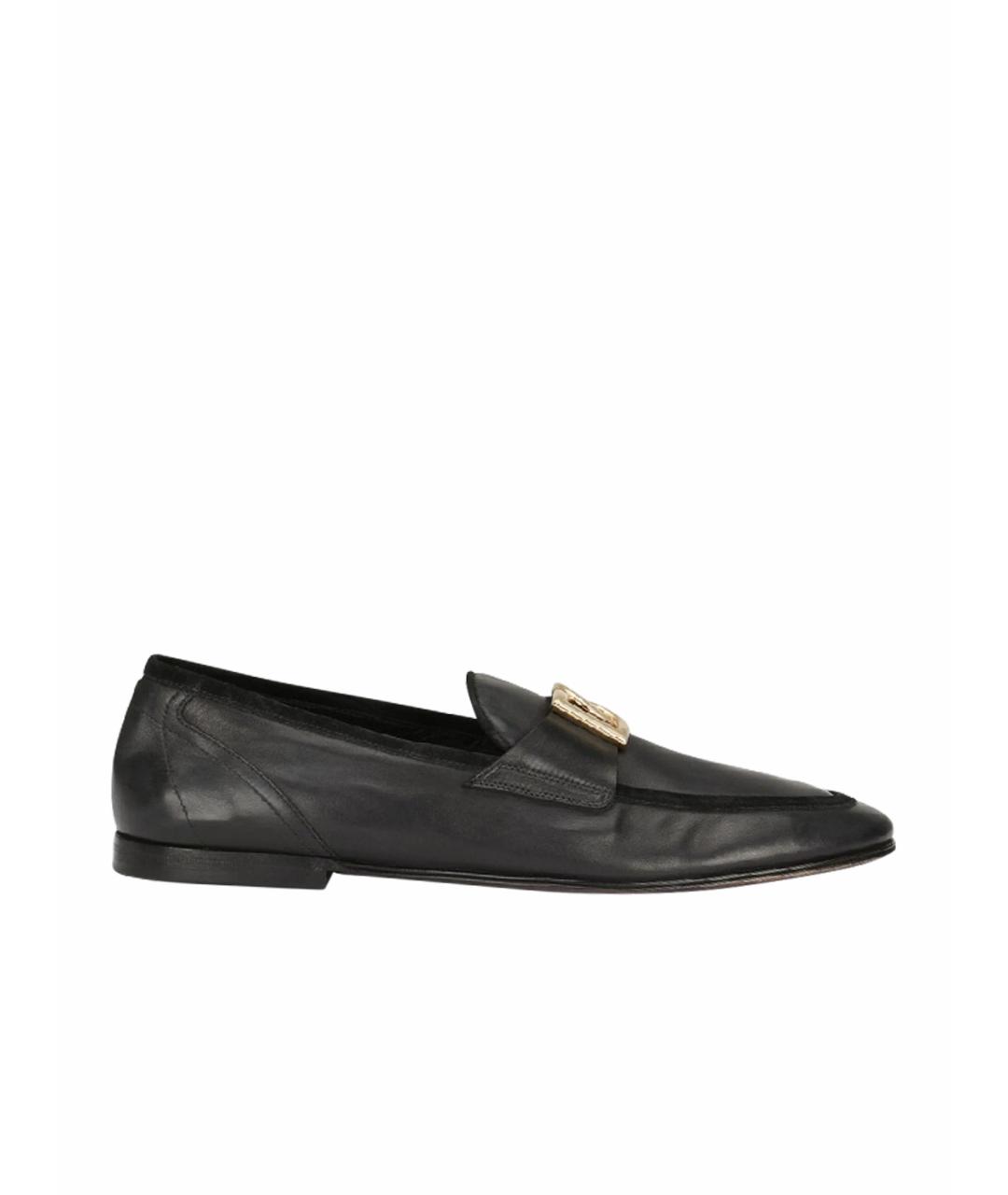DOLCE&GABBANA Черные кожаные лоферы, фото 1