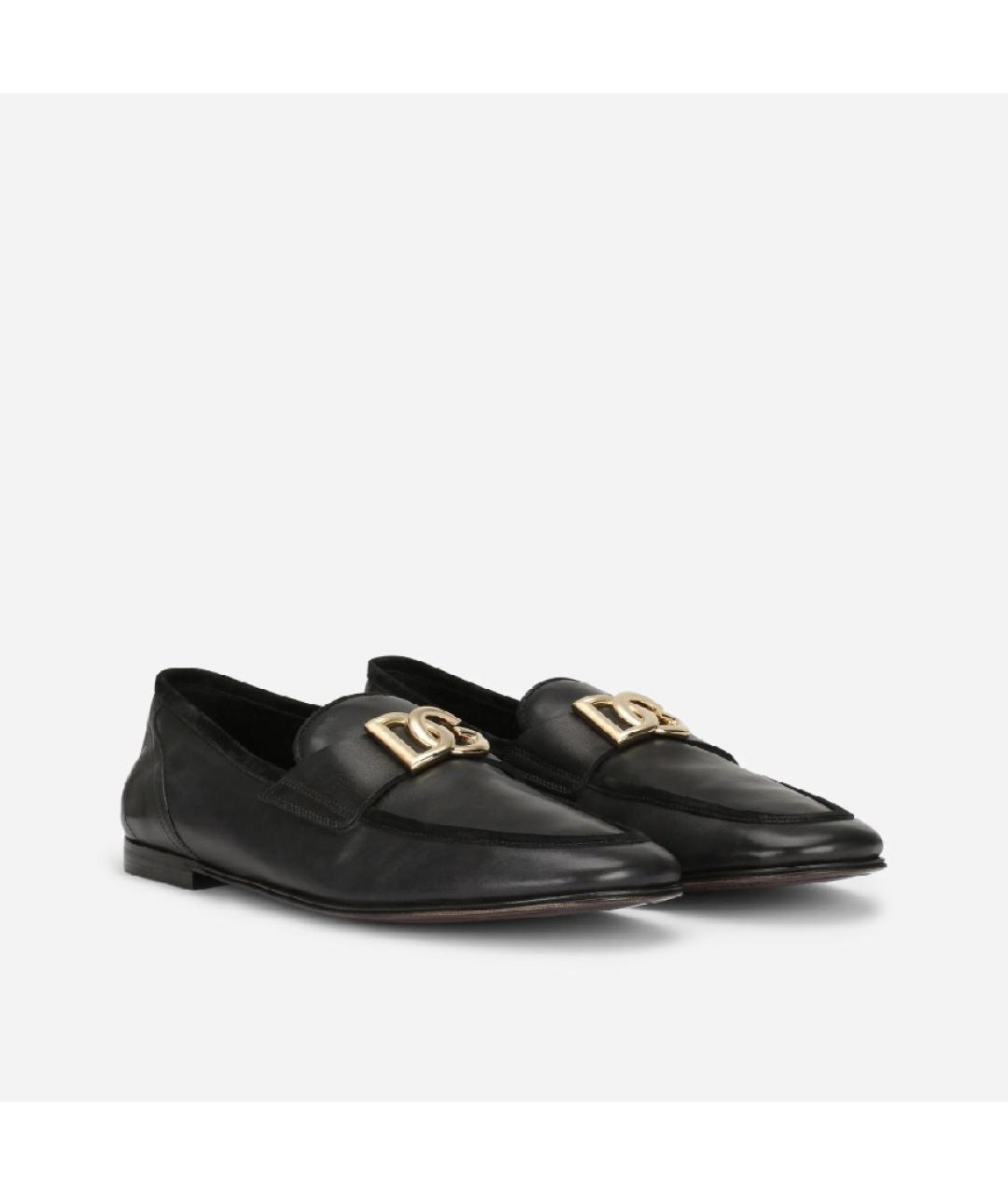 DOLCE&GABBANA Черные кожаные лоферы, фото 2